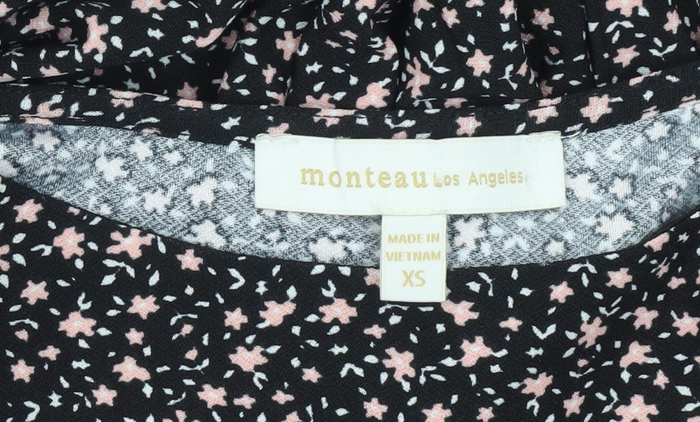 Monteau Los Angeles Women’s Black XS Floral Midi A-Line Dress