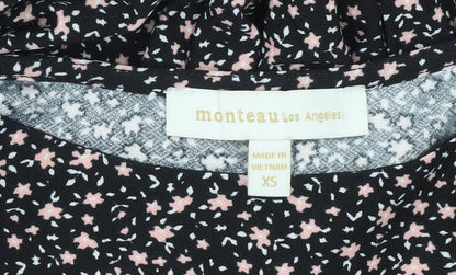 Monteau Los Angeles Women’s Black XS Floral Midi A-Line Dress