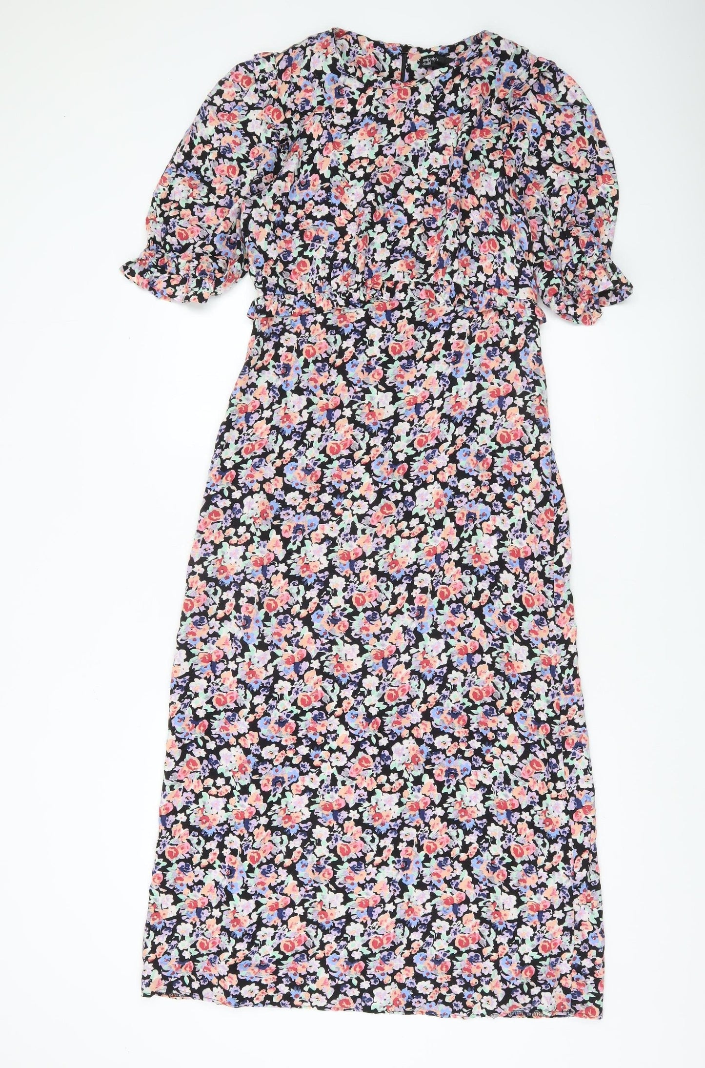 Nobody's Child Women’s Multicoloured Floral Midi A-Line Dress UK 10
