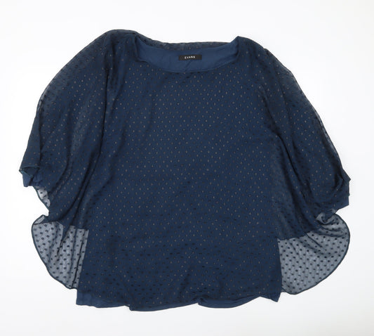 Evans Women’s Blue Plus Size 24 Sheer Chiffon Tunic Blouse