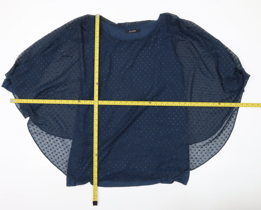 Evans Women’s Blue Plus Size 24 Sheer Chiffon Tunic Blouse