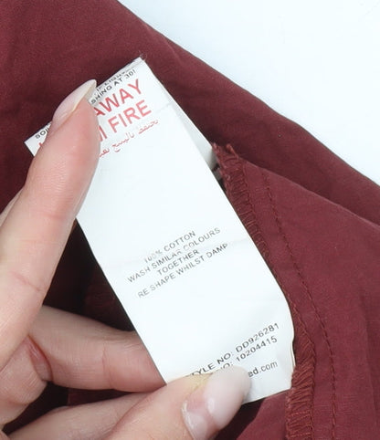 Missguided Women Red Size 12 A-Line Mini Dress Long Sleeve Cotton