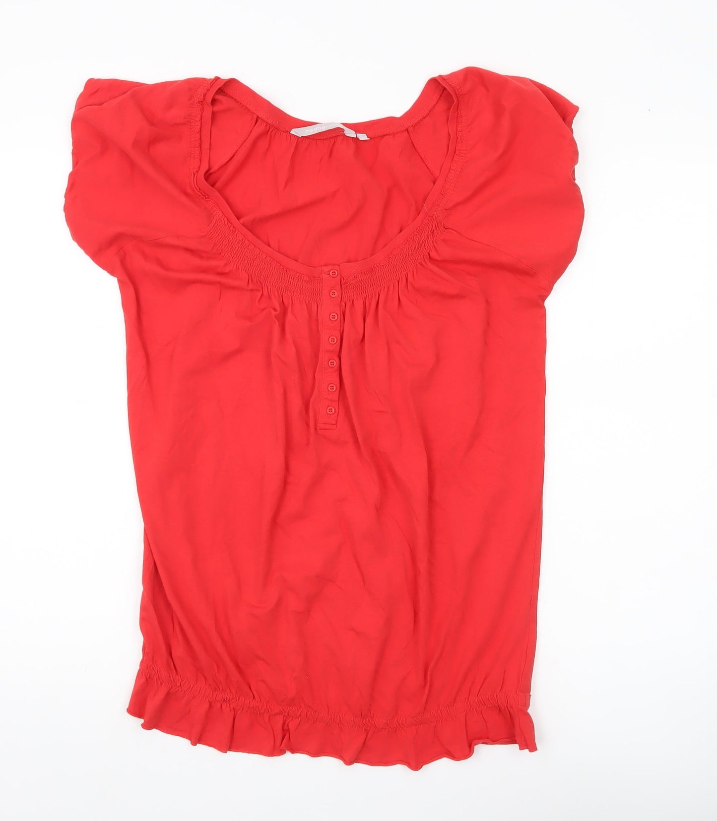Red Herring Women’s Red Cotton Tunic Blouse Size 10 Scoop Neck