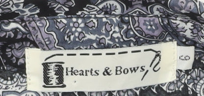 Womens UK Size M Hearts & Bows Black Cropped Blouse