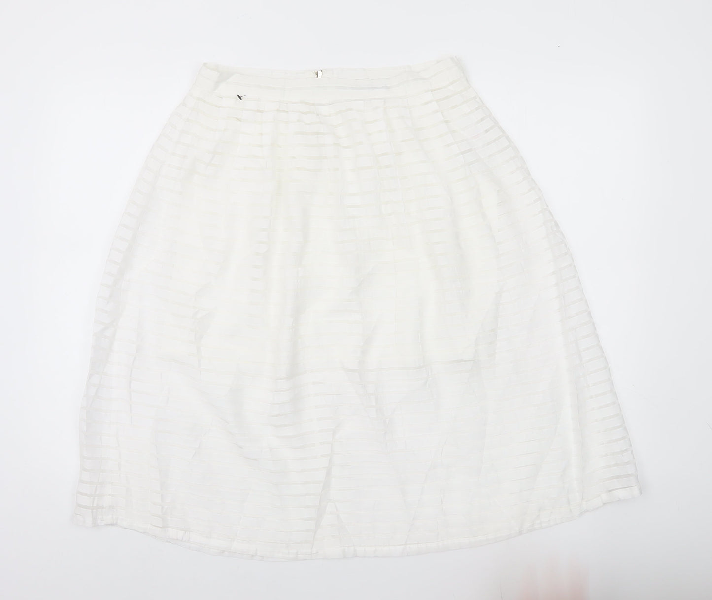 New Look Womens White Size 12 A-Line Midi Skirt Viscose Blend