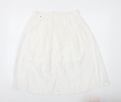 New Look Womens White Size 12 A-Line Midi Skirt Viscose Blend