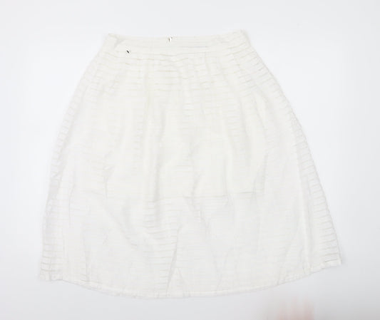 New Look Womens White Size 12 A-Line Midi Skirt Viscose Blend