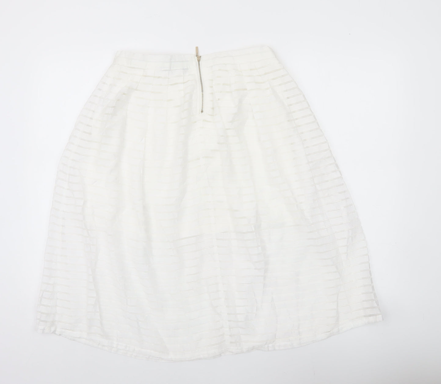 New Look Womens White Size 12 A-Line Midi Skirt Viscose Blend