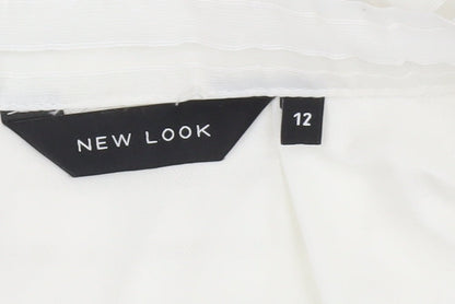 New Look Womens White Size 12 A-Line Midi Skirt Viscose Blend