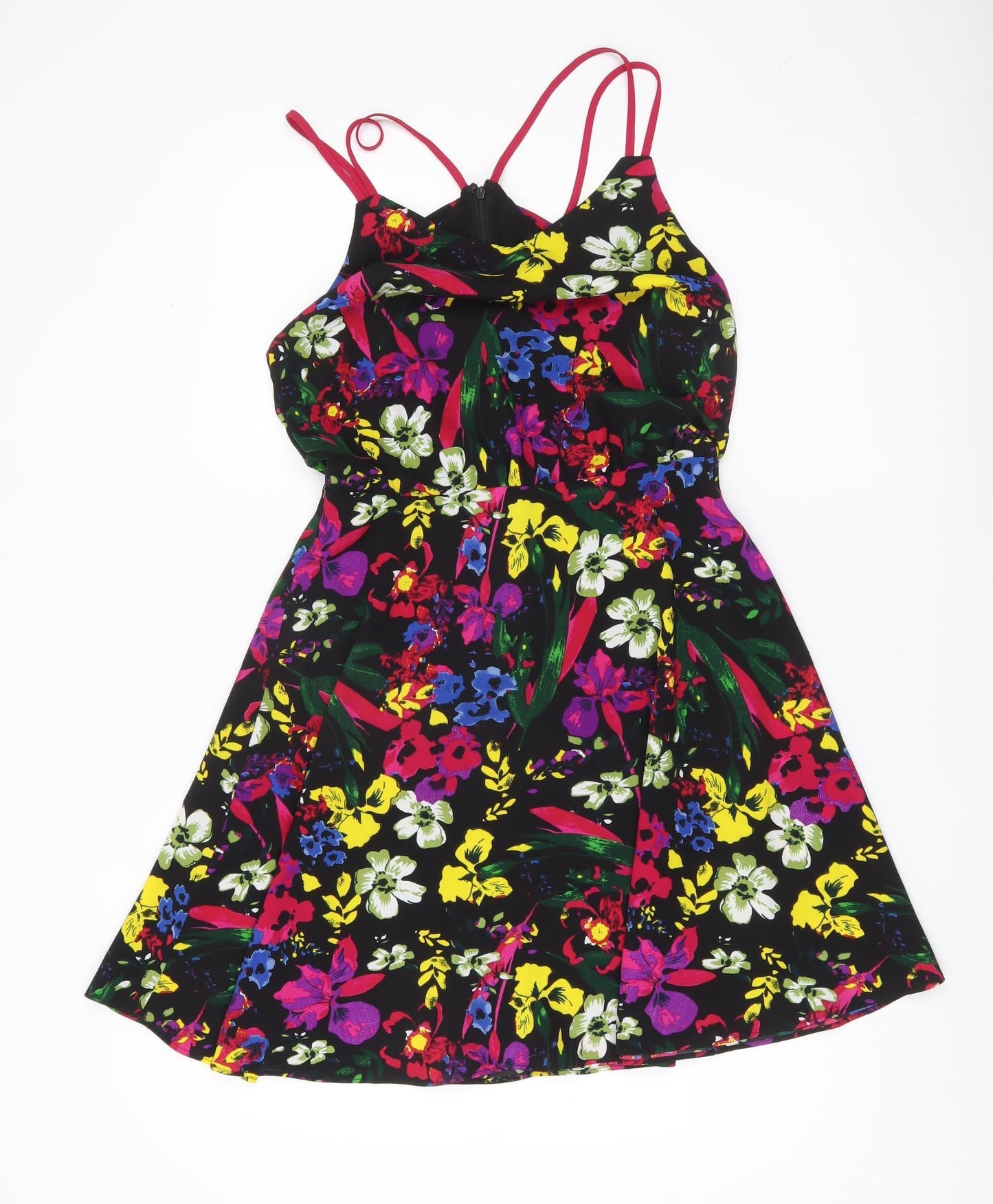 Definitions Womens Multicoloured Floral A-Line Dress Size 8