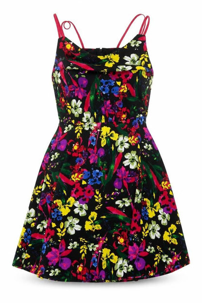 Definitions Womens Multicoloured Floral A-Line Dress Size 8