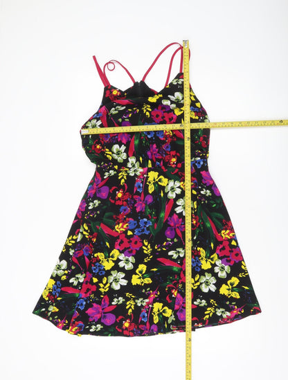 Definitions Womens Multicoloured Floral A-Line Dress Size 8