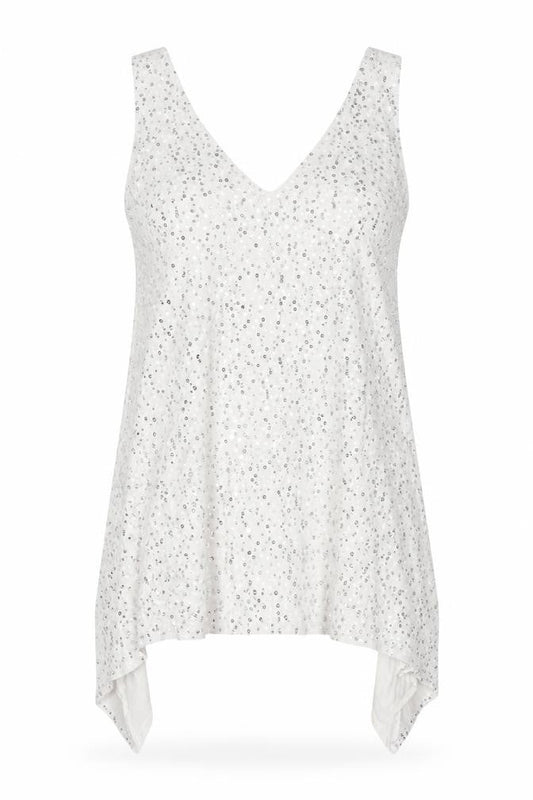 Isabella Oliver Women White Sequin Maternity Camisole Tank Top M