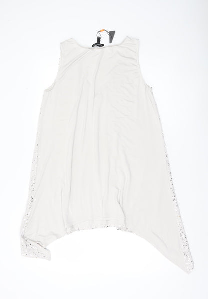 Isabella Oliver Women White Sequin Maternity Camisole Tank Top M