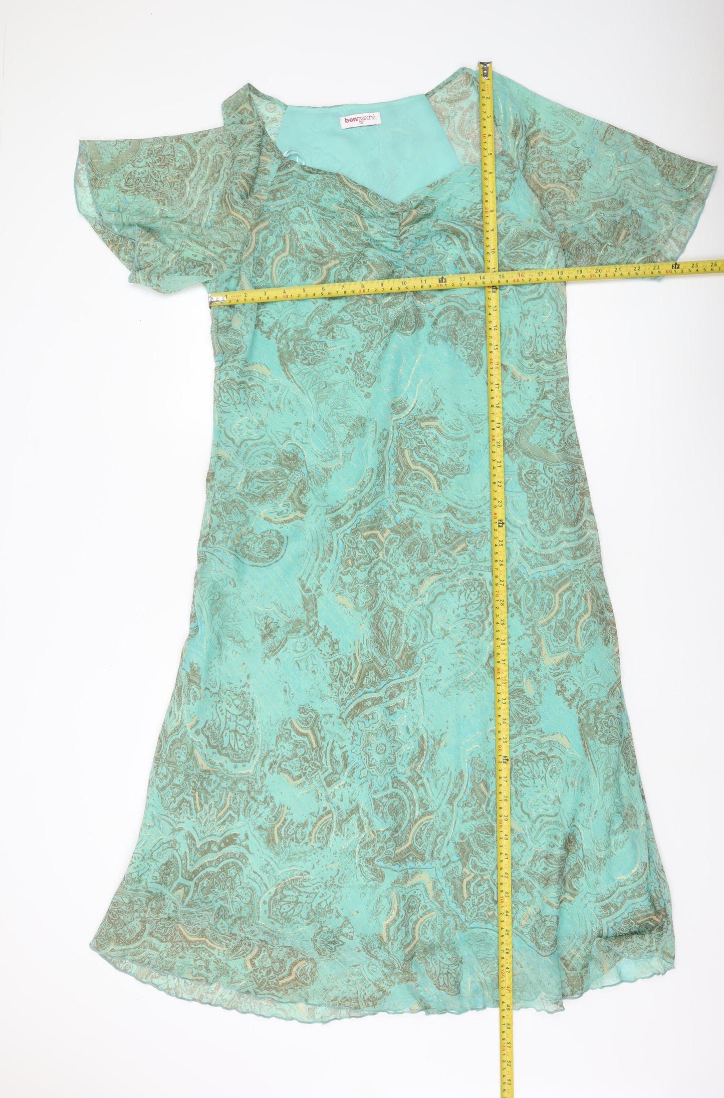 Bonmarché Women’s Green Paisley A-Line Knee Length Dress Size 18