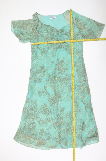 Bonmarché Women’s Green Paisley A-Line Knee Length Dress Size 18