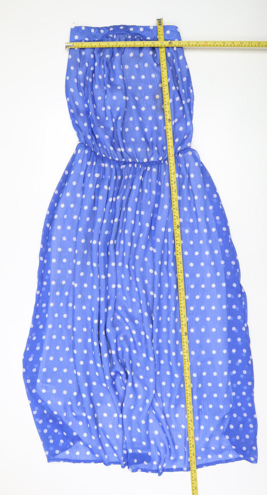 Next Women’s Blue Polka Dot Strapless Chiffon Dress Size 8