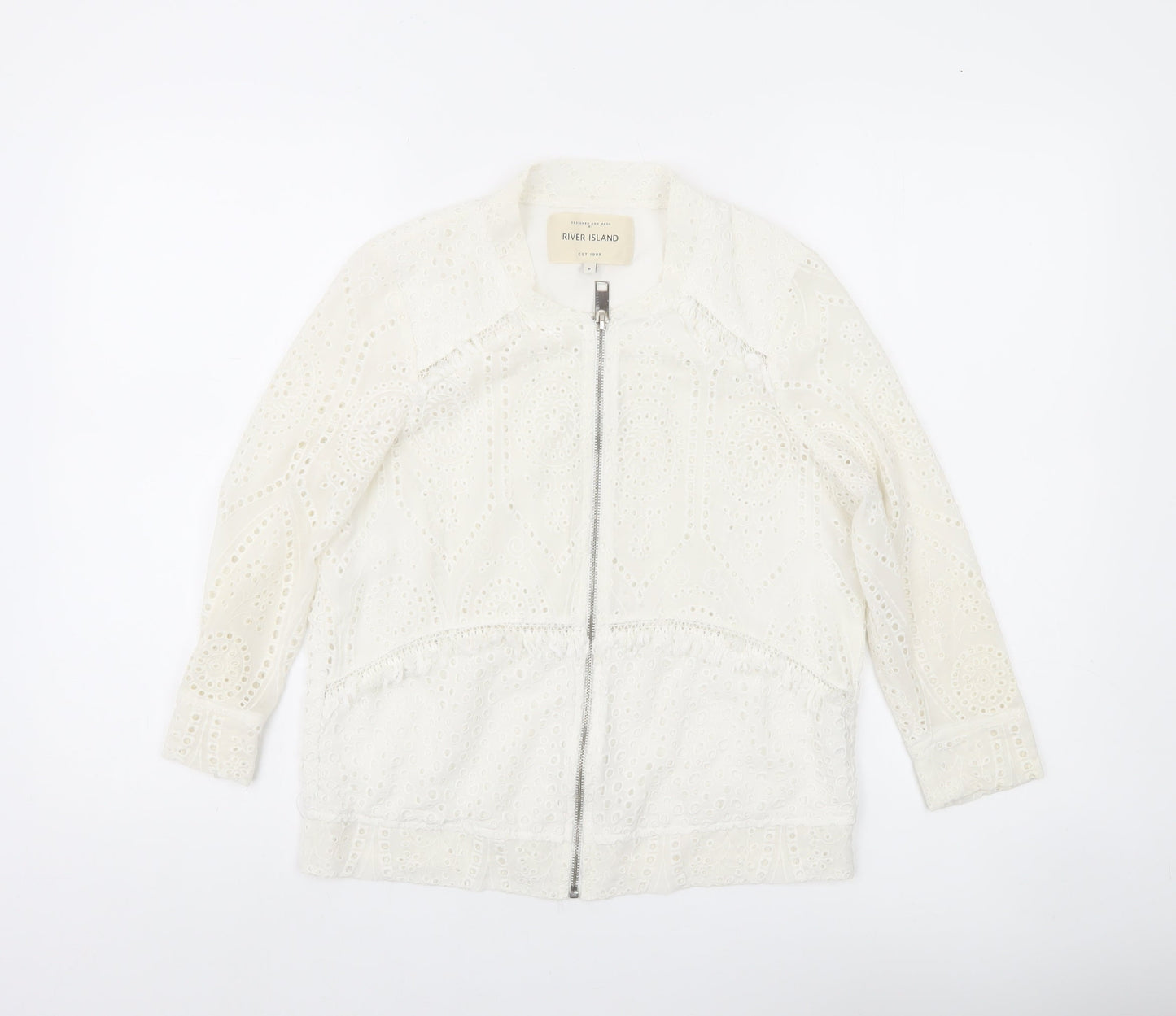 Womens UK Size 6 River Island White Tunic Button-Up