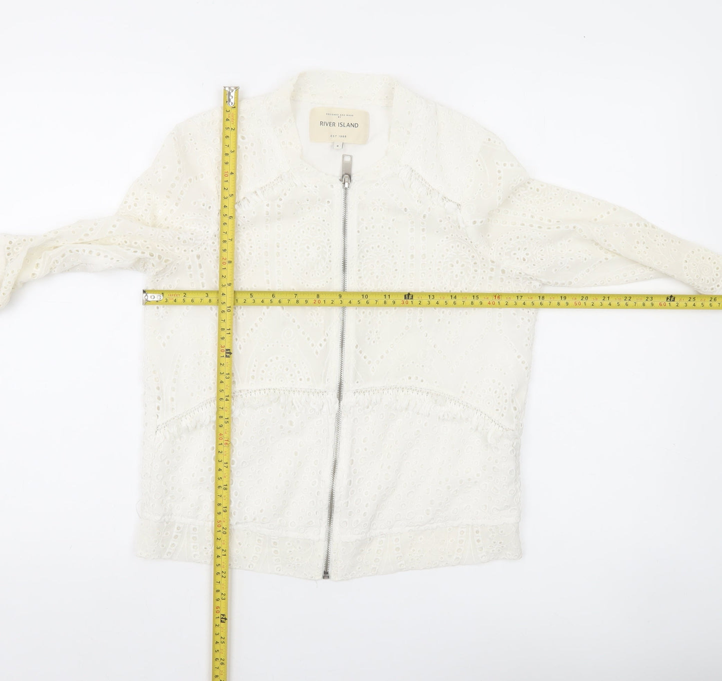 Womens UK Size 6 River Island White Tunic Button-Up