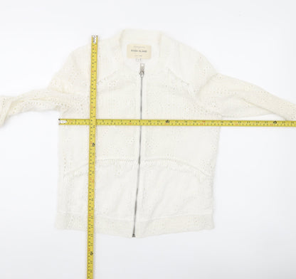 Womens UK Size 6 River Island White Tunic Button-Up
