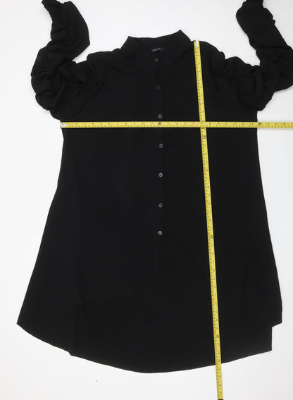 Blue Vanilla Women’s Black Shirt Dress M Puff Sleeve Collared