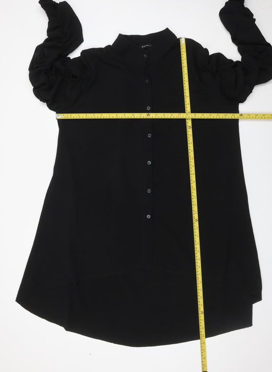 Blue Vanilla Women’s Black Shirt Dress M Puff Sleeve Collared