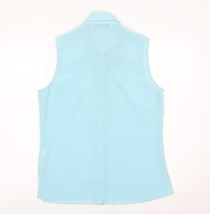 Womens UK Size 10 BHS Blue Basic Button-Up