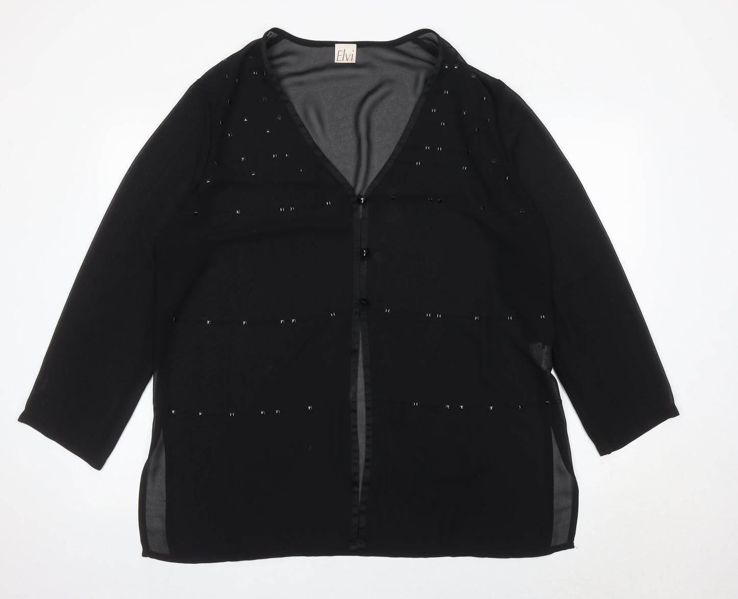Womens UK Size 16 ELVI Black Tunic Blouse