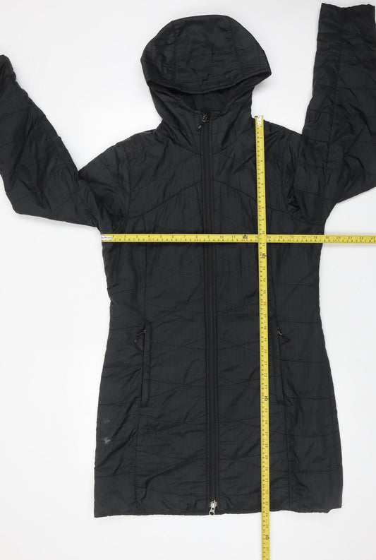 Columbia Womens Black Long Puffer Coat S Hooded Quilted Winter