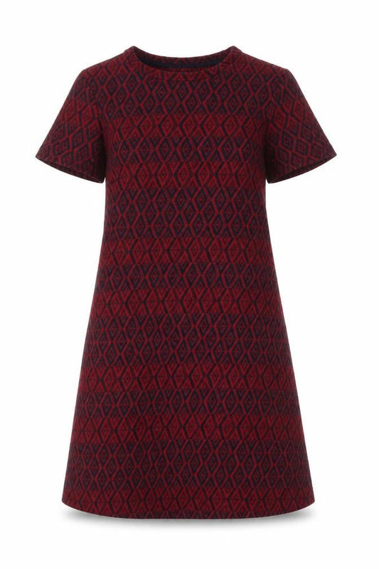 Marks and Spencer Women Red Geometric Cotton Shift Dress UK 6