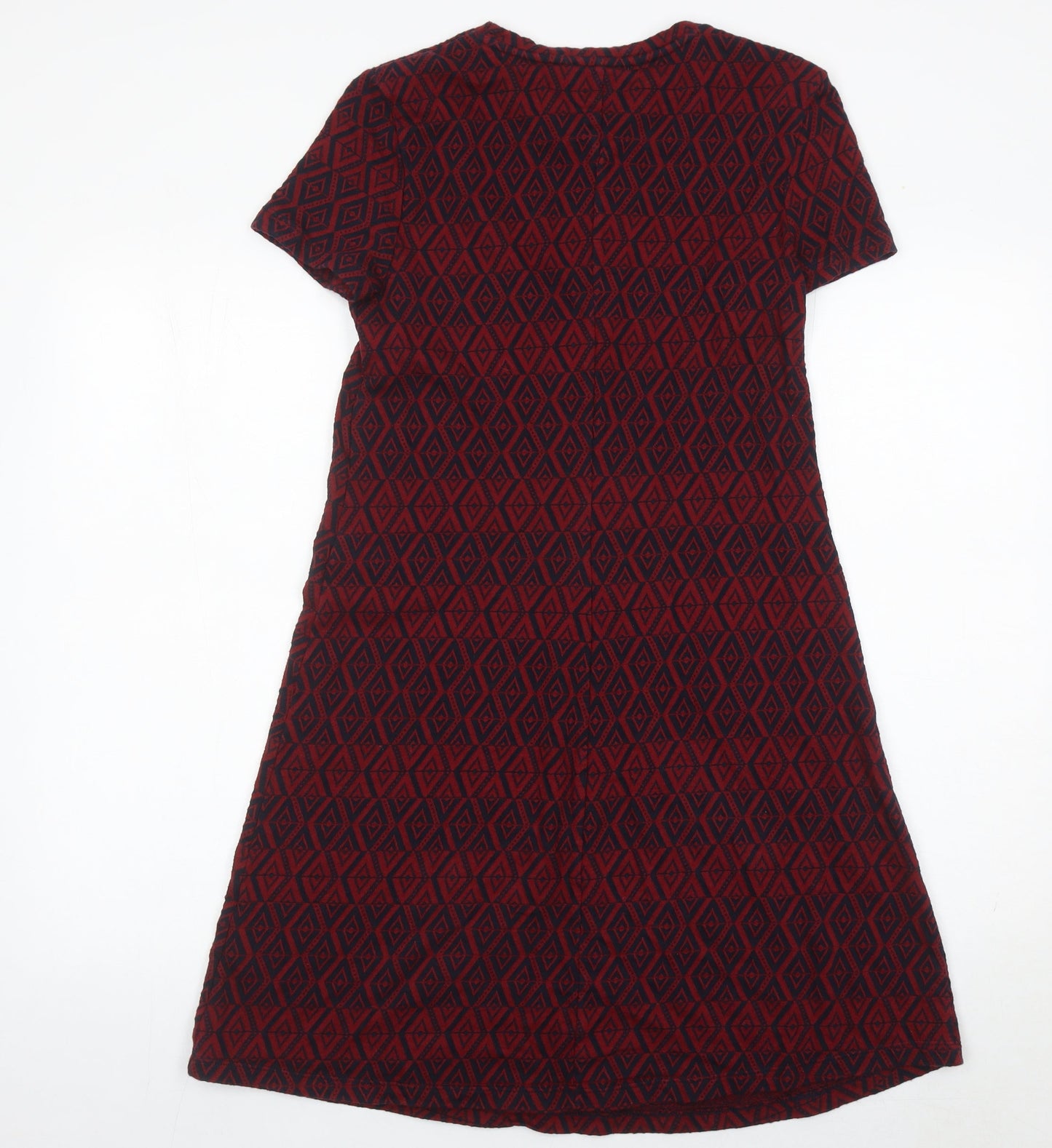 Marks and Spencer Women Red Geometric Cotton Shift Dress UK 6