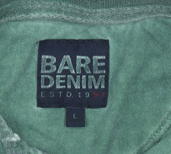 Bare Denim Men's Green Polo Shirt Size L Graphic Print Casual