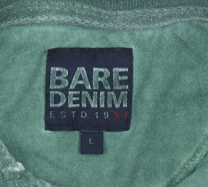 Bare Denim Men's Green Polo Shirt Size L Graphic Print Casual