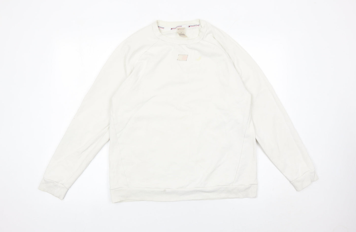 Tommy Sport Mens White M Pullover Sweatshirt Crew Neck Logo