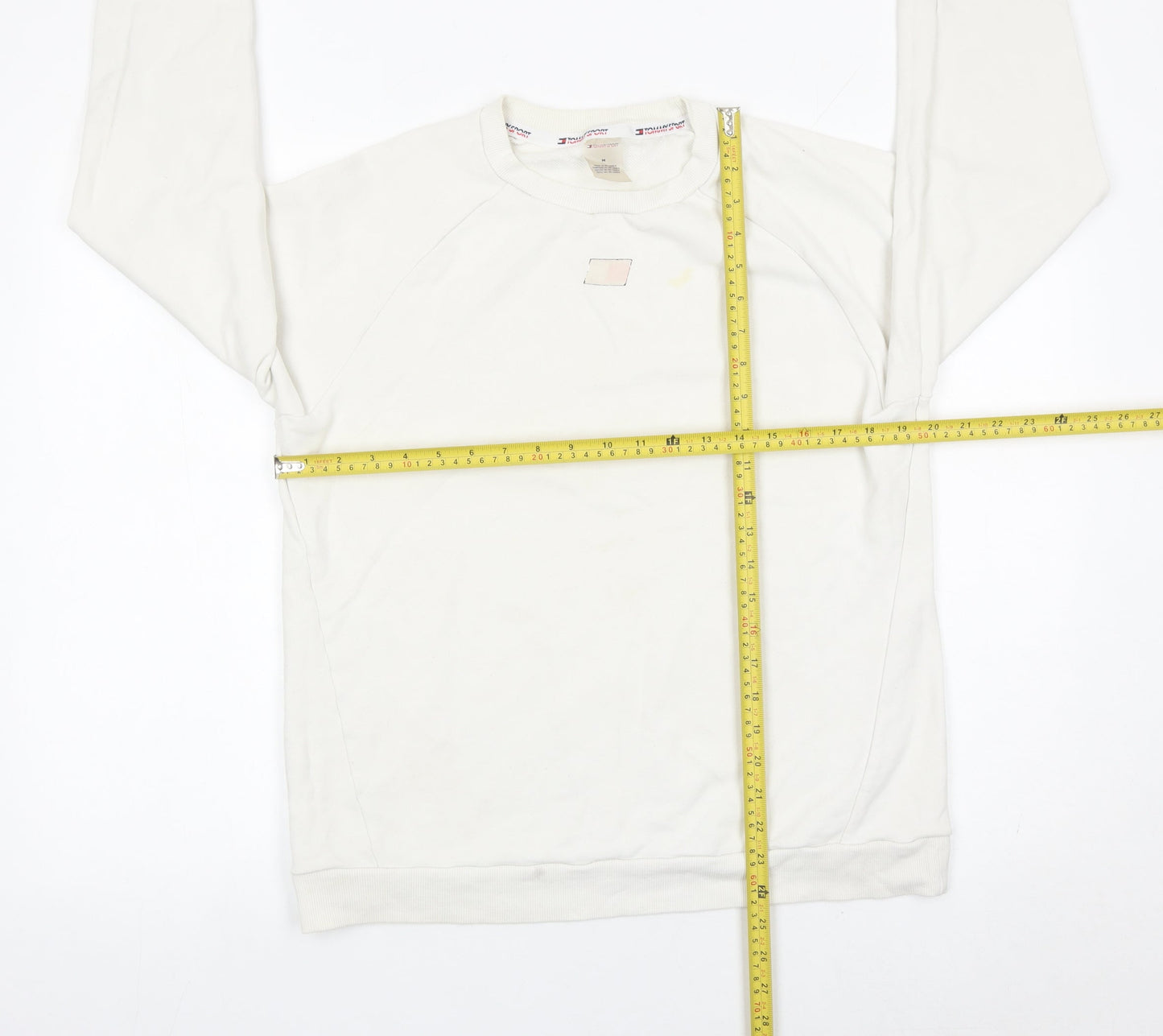 Tommy Sport Mens White M Pullover Sweatshirt Crew Neck Logo