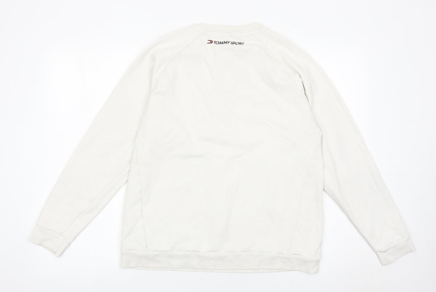 Tommy Sport Mens White M Pullover Sweatshirt Crew Neck Logo