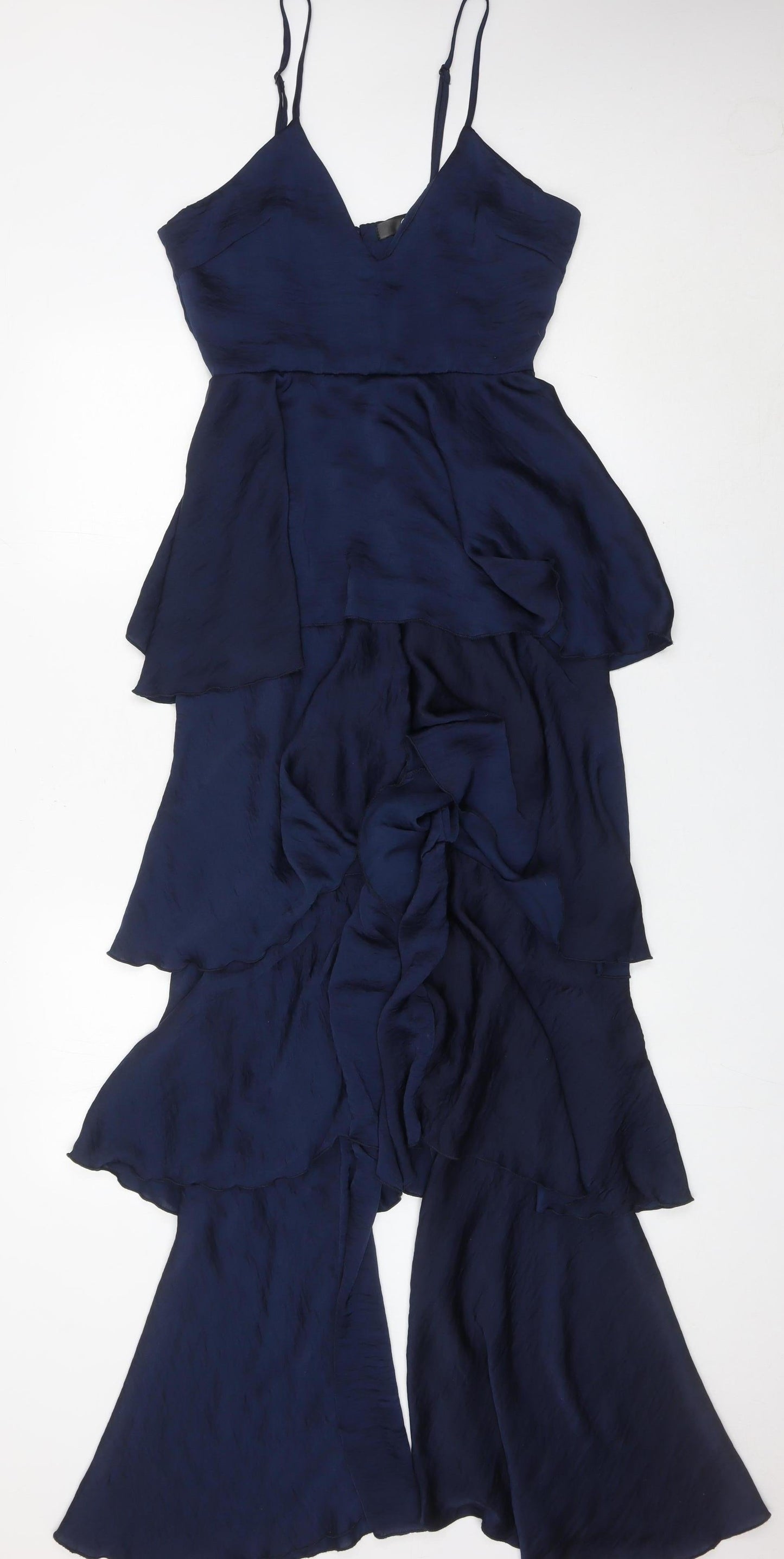 Missguided Women's Blue Size 10 Wide Leg Ruffle Strappy Jumpsuit