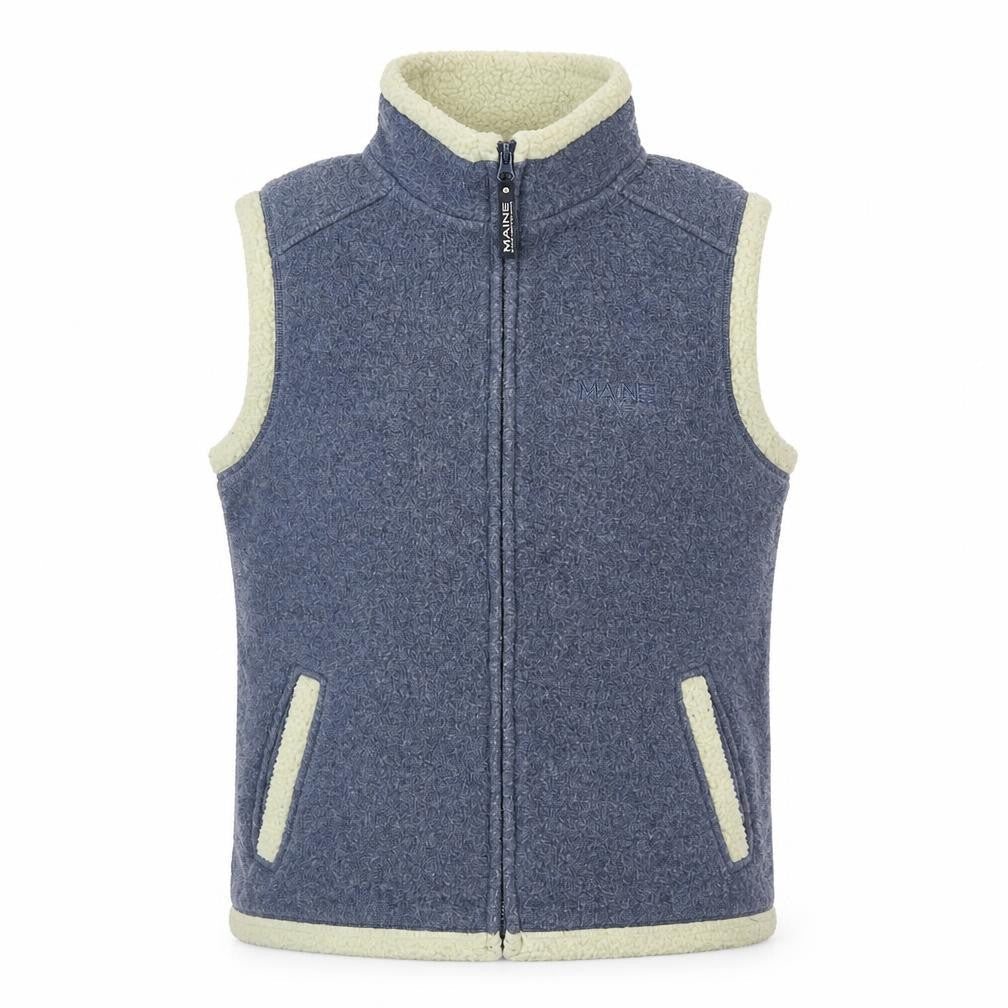 Front view of Maine New England Men’s Blue Fleece Waistcoat Bodywarmer, size S