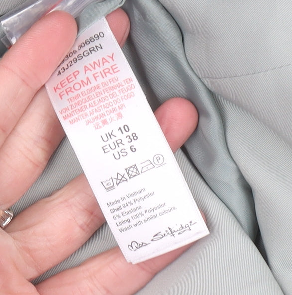 Miss Selfridge Women’s Green Blazer Jacket UK 10 Double Breasted