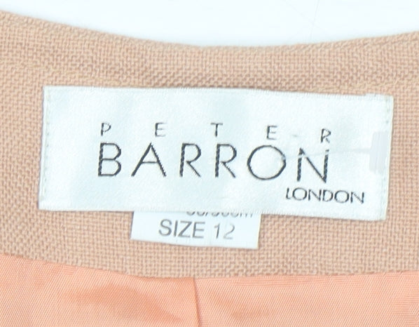 Peter Barron Womens Beige Size 12 Suit Jacket Short Sleeve Blazer