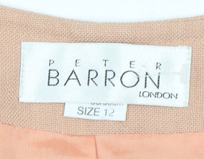 Peter Barron Womens Beige Size 12 Suit Jacket Short Sleeve Blazer