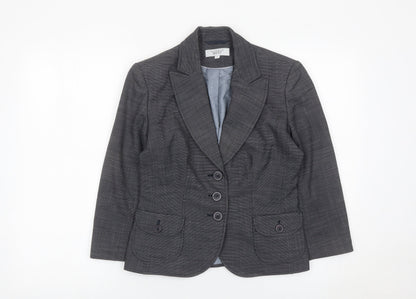 Next Women Grey Size 8 Tailored Blazer Jacket Single Breasted Workwear