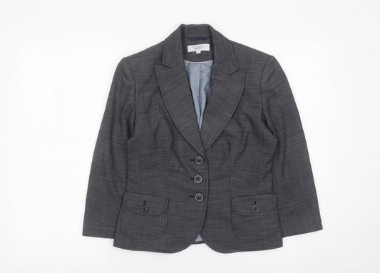 Next Women Grey Size 8 Tailored Blazer Jacket Single Breasted Workwear