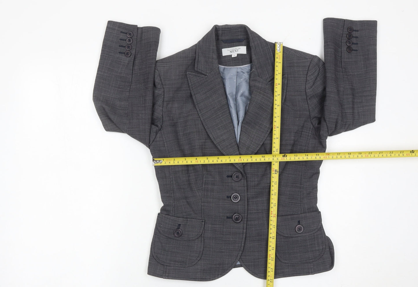 Next Women Grey Size 8 Tailored Blazer Jacket Single Breasted Workwear