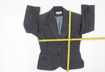 Next Women Grey Size 8 Tailored Blazer Jacket Single Breasted Workwear