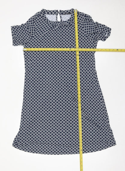 Marks and Spencer Women’s Blue Geometric Shift Dress Size 14