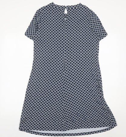 Marks and Spencer Women’s Blue Geometric Shift Dress Size 14