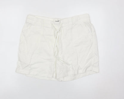 Marks and Spencer Women’s White Linen Blend Utility Shorts Size 14