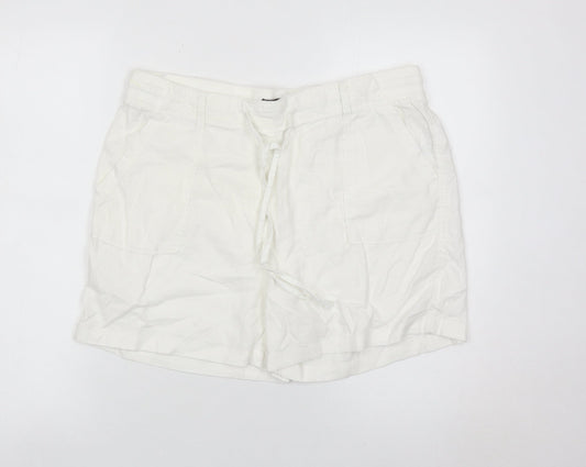 Marks and Spencer Women’s White Linen Blend Utility Shorts Size 14