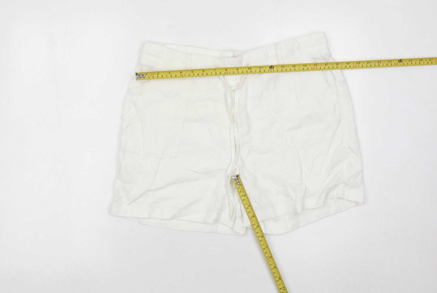 Marks and Spencer Women’s White Linen Blend Utility Shorts Size 14